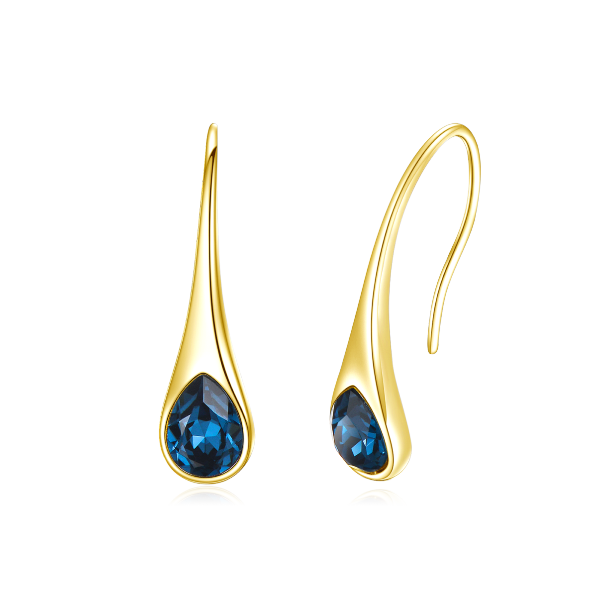 10K Gold Crystal Drop Shape Drop Earrings-5