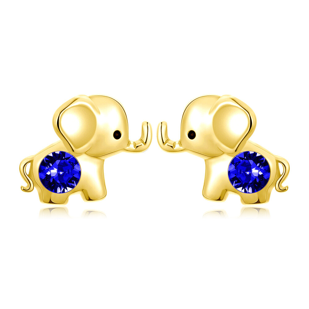 Pendientes de elefante con cristales de oro de 10 quilates-1