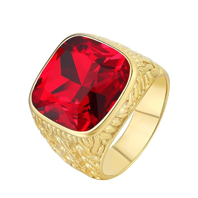 Anillo de oro de 10 quilates con piedra natal personalizada y cristales para hombre-1