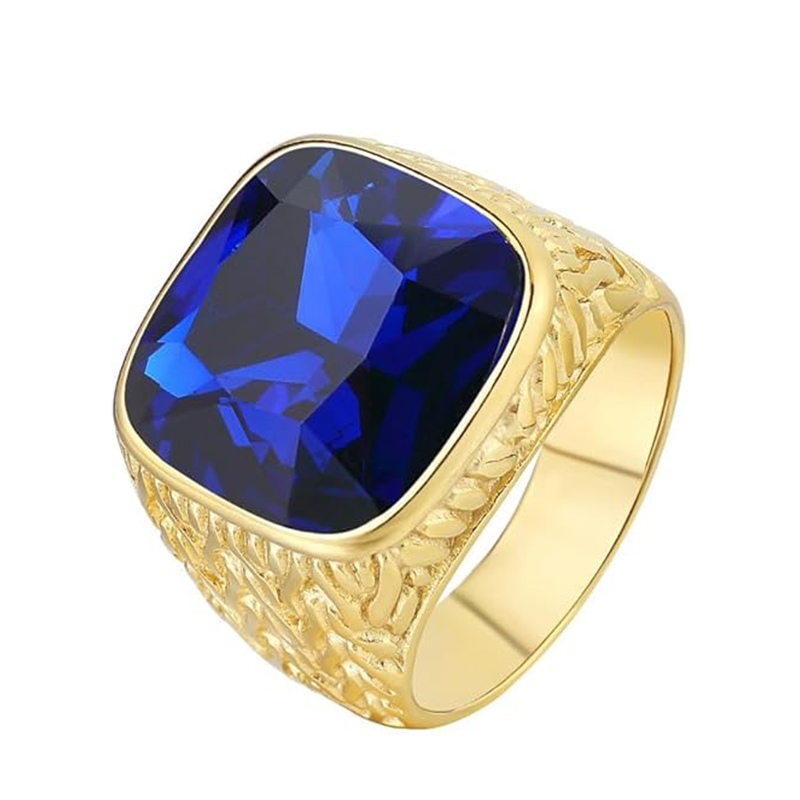 10K White Gold Crystal Personalized Birthstone Ring for Men-2
