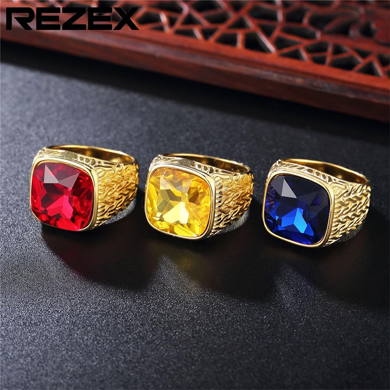 10K White Gold Crystal Personalized Birthstone Ring for Men-4