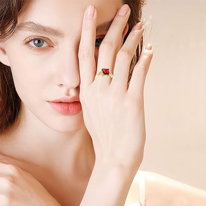 10K Gold Crystal Personalized Birthstone Engagement Ring-2