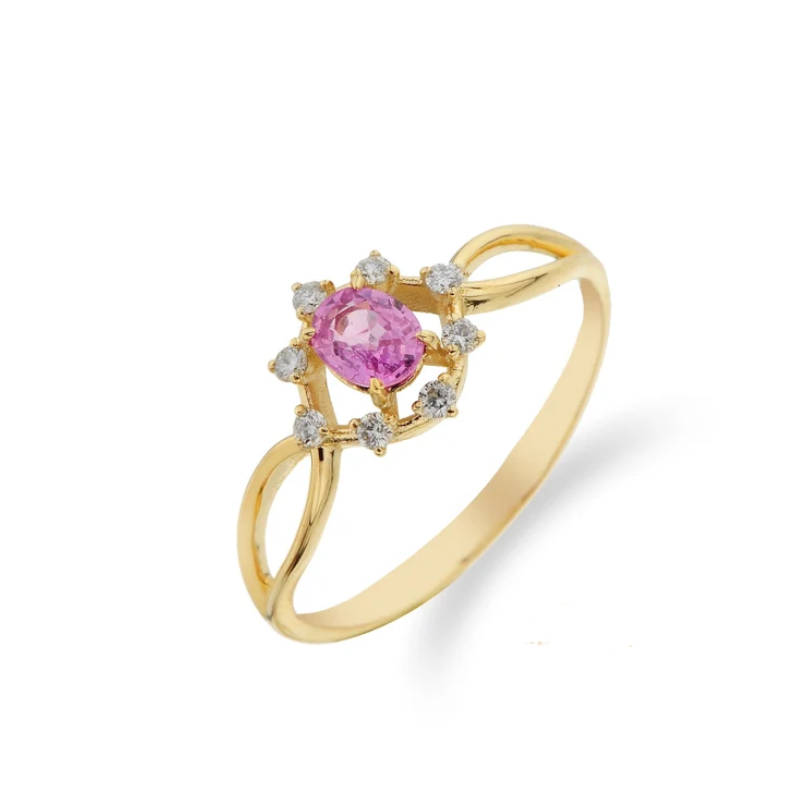 10K Gold Crystal Wildflowers Ring-2