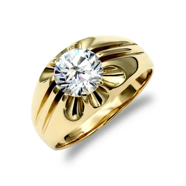 10K Gold 2 CT Circular Moissanite Engagement Ring-1