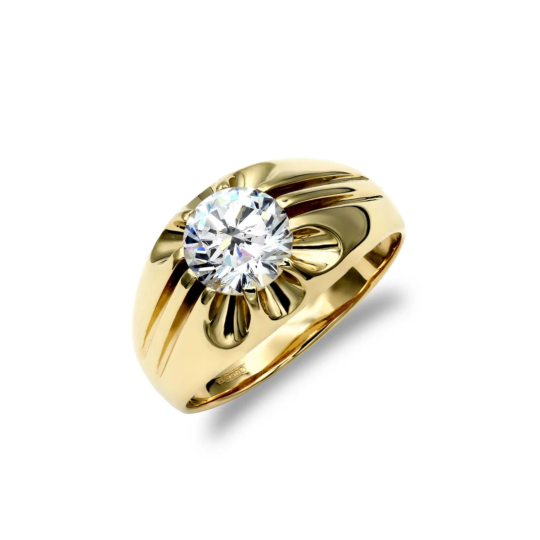 Bague de fiançailles en or 10 carats avec moissanite circulaire de 2 carats