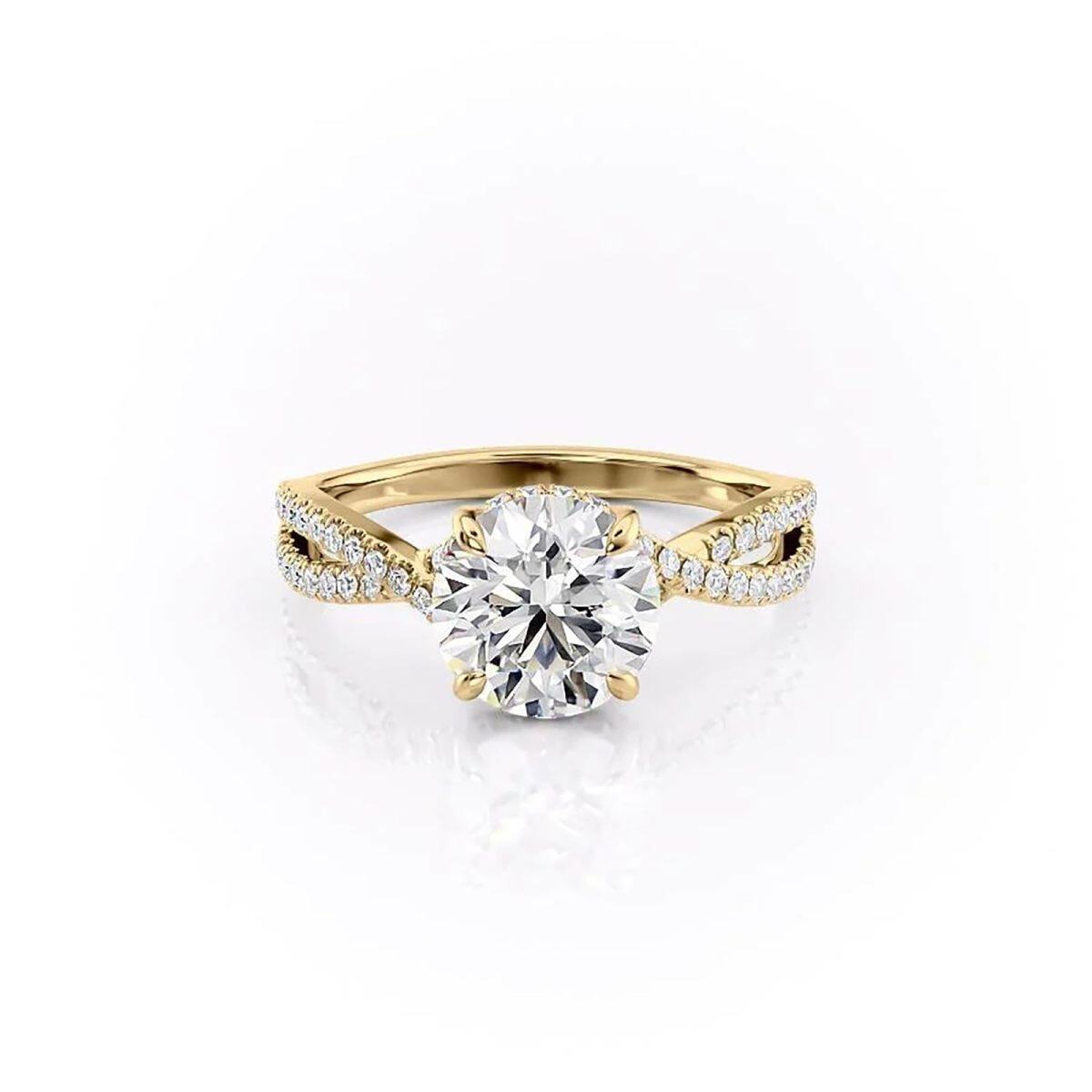 10K Gold 1 CT Circular Moissanite Personalized Engraving Engagement Ring-1