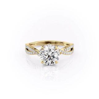 10K Gold 1 CT Circular Moissanite Personalized Engraving Engagement Ring-8