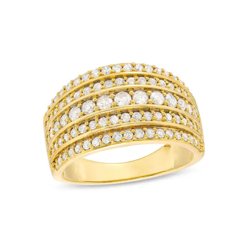 10K Gold 1 CT Diamond Multi-Row Couple Stackable Band-1