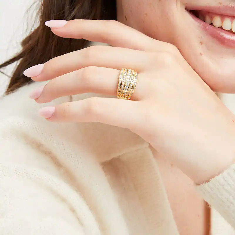 10K Gold Round Cut Diamond Custom Stackable Ring K Color I3 Clarity 3EX IGI Certified-2