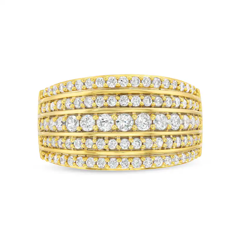 10K Gold 1 CT Diamond Multi-Row Couple Stackable Band-4