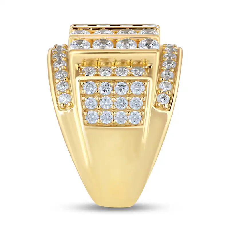 Aliança de casamento para homem em ouro branco de 10 quilates, 4 ct.T.W., com diamantes criados em laboratório, várias filas e colunas, D-VVS1-3