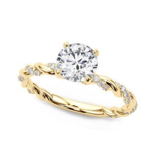 10K Gold 1 CT Moissanite Personalized Engraving Couple Engagement Ring-14