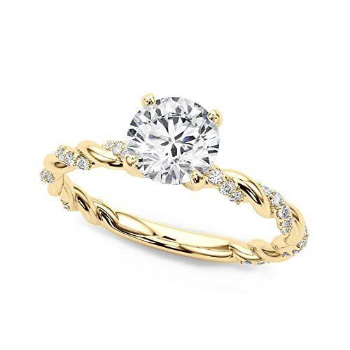 10K Gold 1 CT Moissanite Personalized Engraving Couple Engagement Ring-2