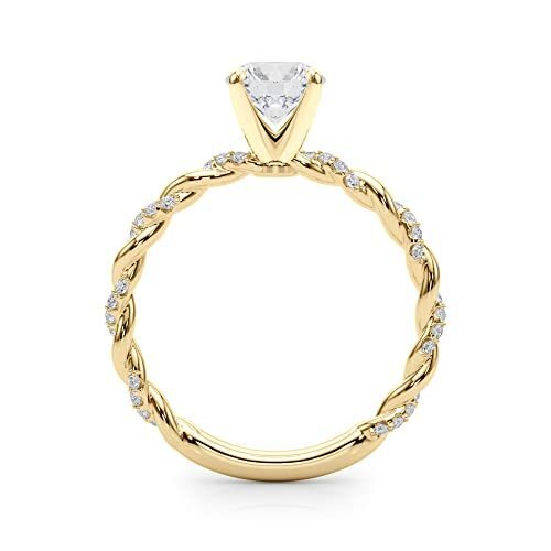 10K Gold 1 CT Moissanite Personalized Engraving Engagement Ring-4