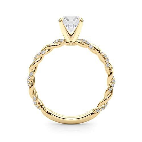 10K Gold 1 CT Moissanite Personalized Engraving Couple Engagement Ring-4