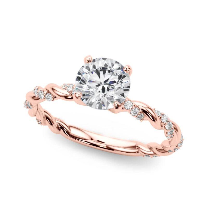 Anel de Noivado para Casal em Ouro Branco 10K com Moissanita de Corte Redondo, Gravação Personalizada e Anel de Noivado para Casal-5