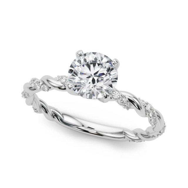 Bague de fiançailles de couple à gravure personnalisée en or 10 carats 1 CT Moissanite-7