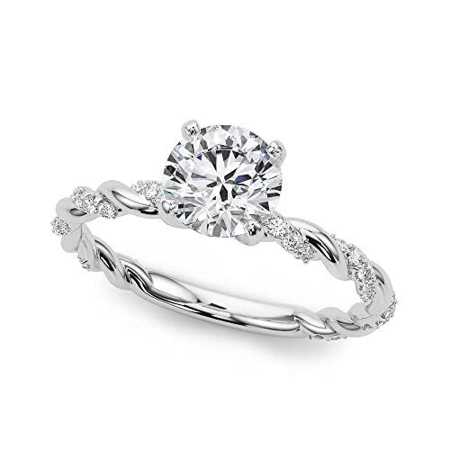 Bague de fiançailles de couple à gravure personnalisée en or 10 carats 1 CT Moissanite-8