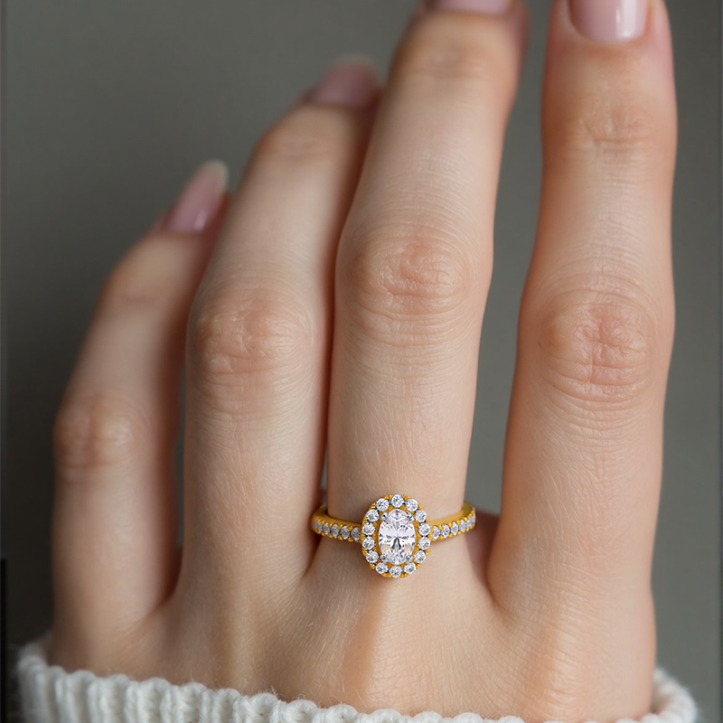 10K Gold 1 to 3.5 CT.T.W. Oval Lab Created Diamond Custom Frame Engagement Ring D VVS1-VS1 IGI Certified-2