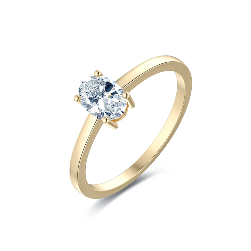 10K Gold 1 CT Oval Shaped Moissanite Custom Engraving & Engagement Ring-2