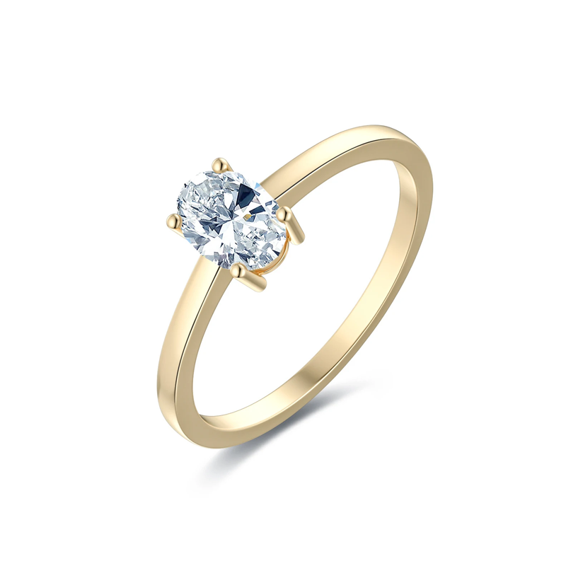 Bague de fiançailles pour couple en or 10 carats avec moissanite de forme ovale de 1 ct et gravure personnalisée-2