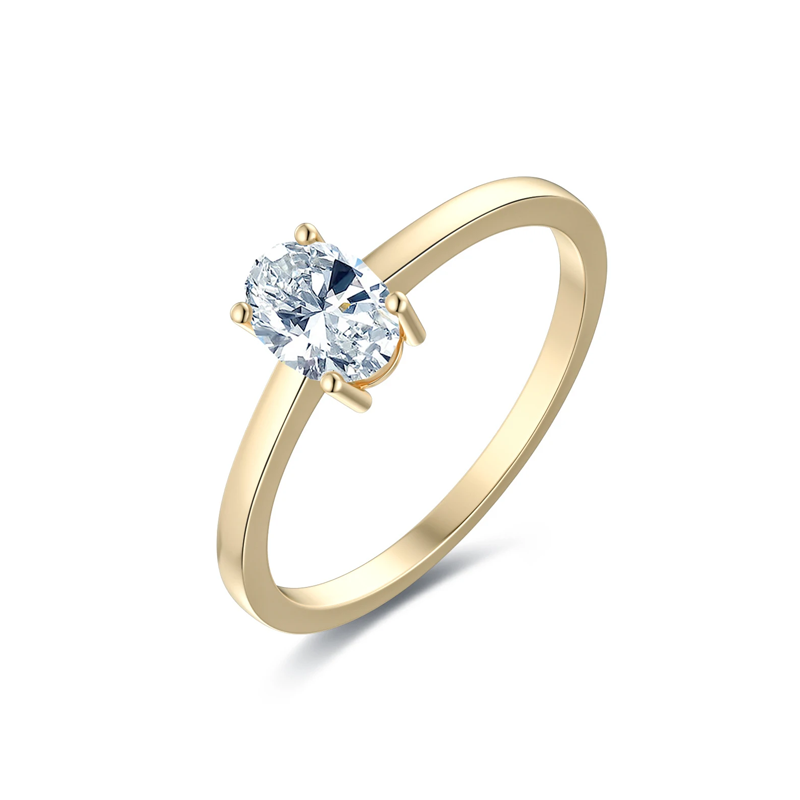 10K Gold 1 CT Oval Shaped Moissanite Custom Engraving & Engagement Ring-3