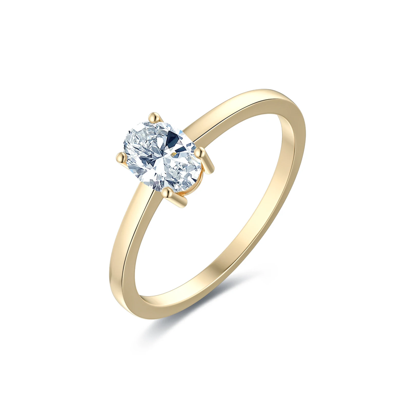 Anel de noivado de casal com gravura personalizada em moissanite oval de ouro 14K 1 CT-3