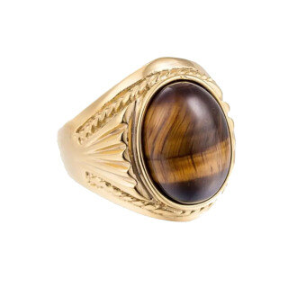 10K Gold 3 CT Oval Tiger's Eye Engagement Ring-1