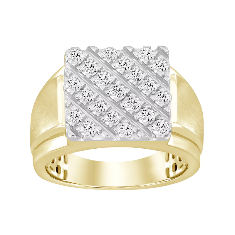 10K Gold 1 CT Square-Top Lab Created Diamond Couple Wedding Ring for Men-1