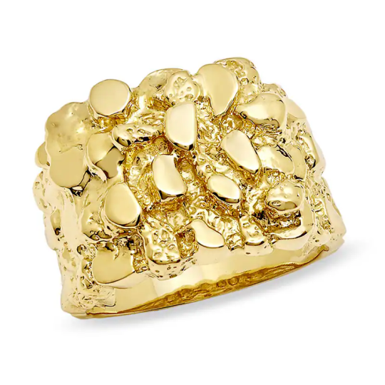 Anello Nugget con incisione personalizzata in oro 10K per uomo