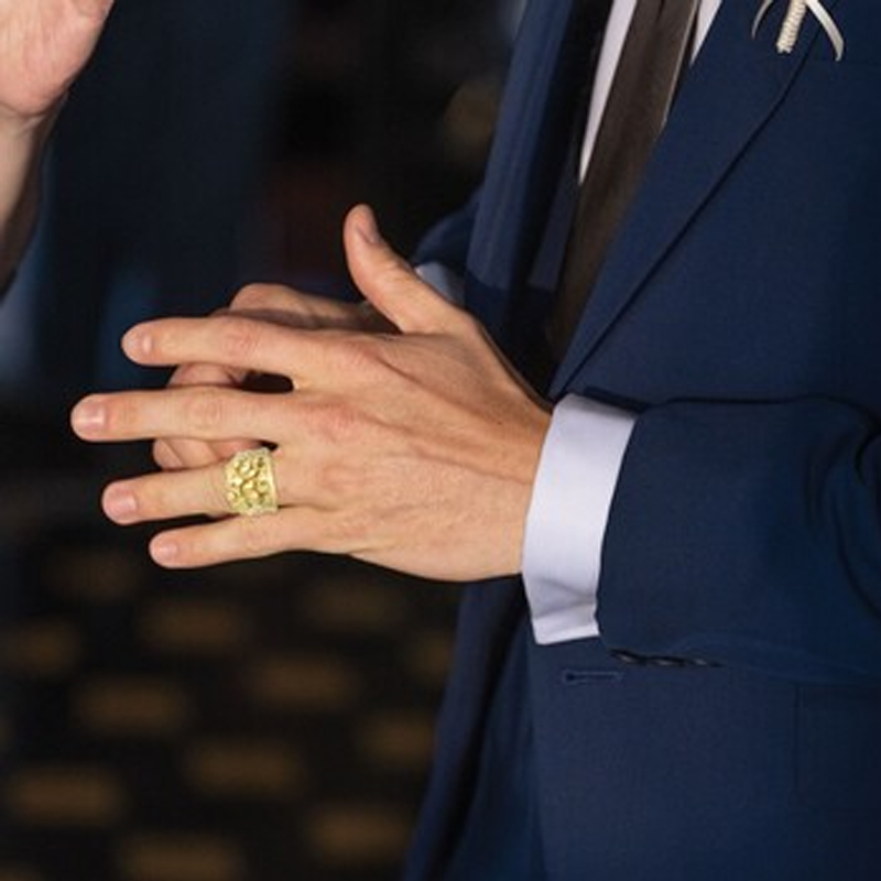 10K Gold Nugget-Ring mit individueller Gravur für Männer-2