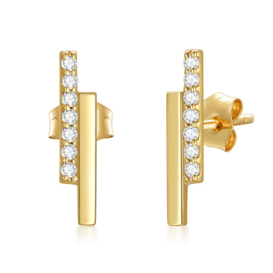 10K Gold Moissanite Bar Stud Earrings