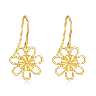 10K Gold Daisy Drop Earrings-2