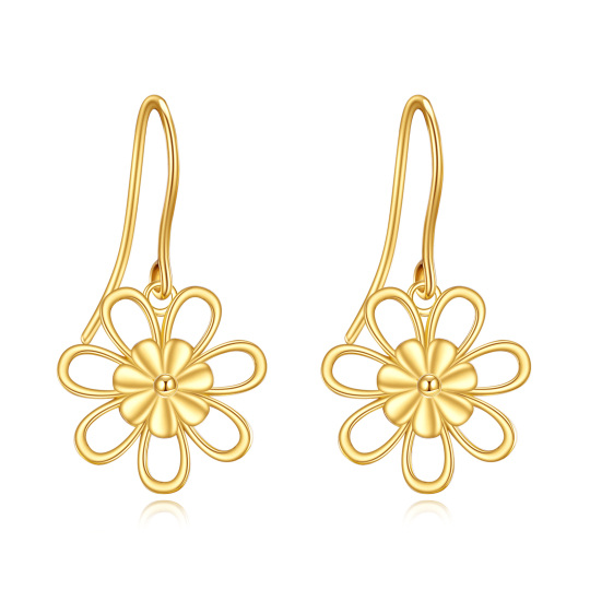 Boucles d'oreilles pendantes marguerite en or 10 carats