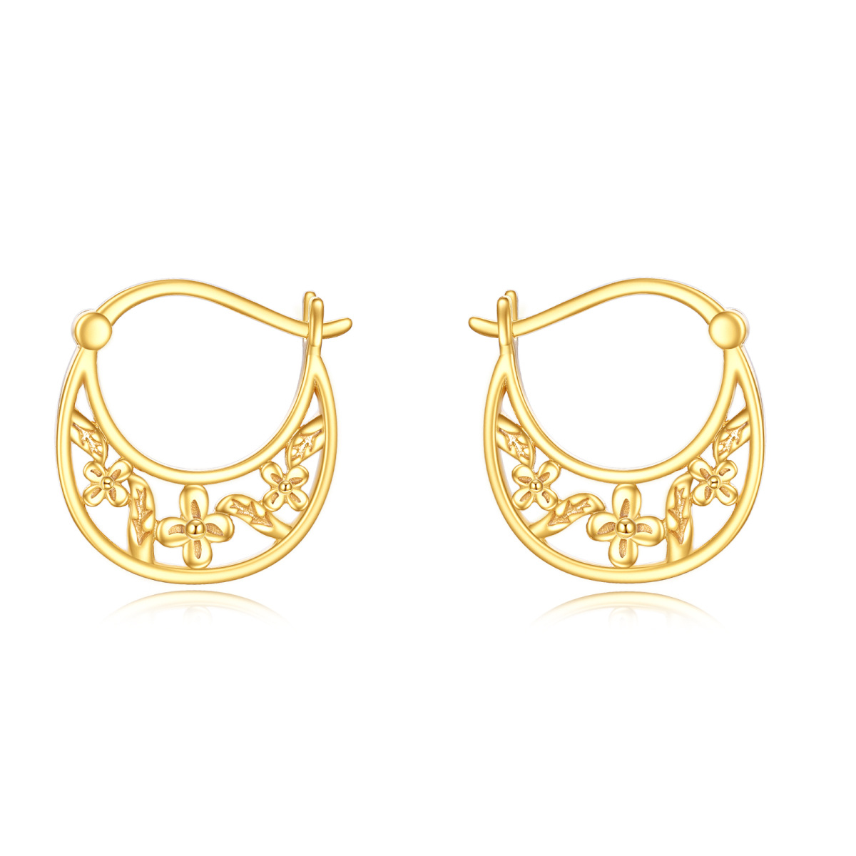 14K Gold Daisy Hoop Earrings-1