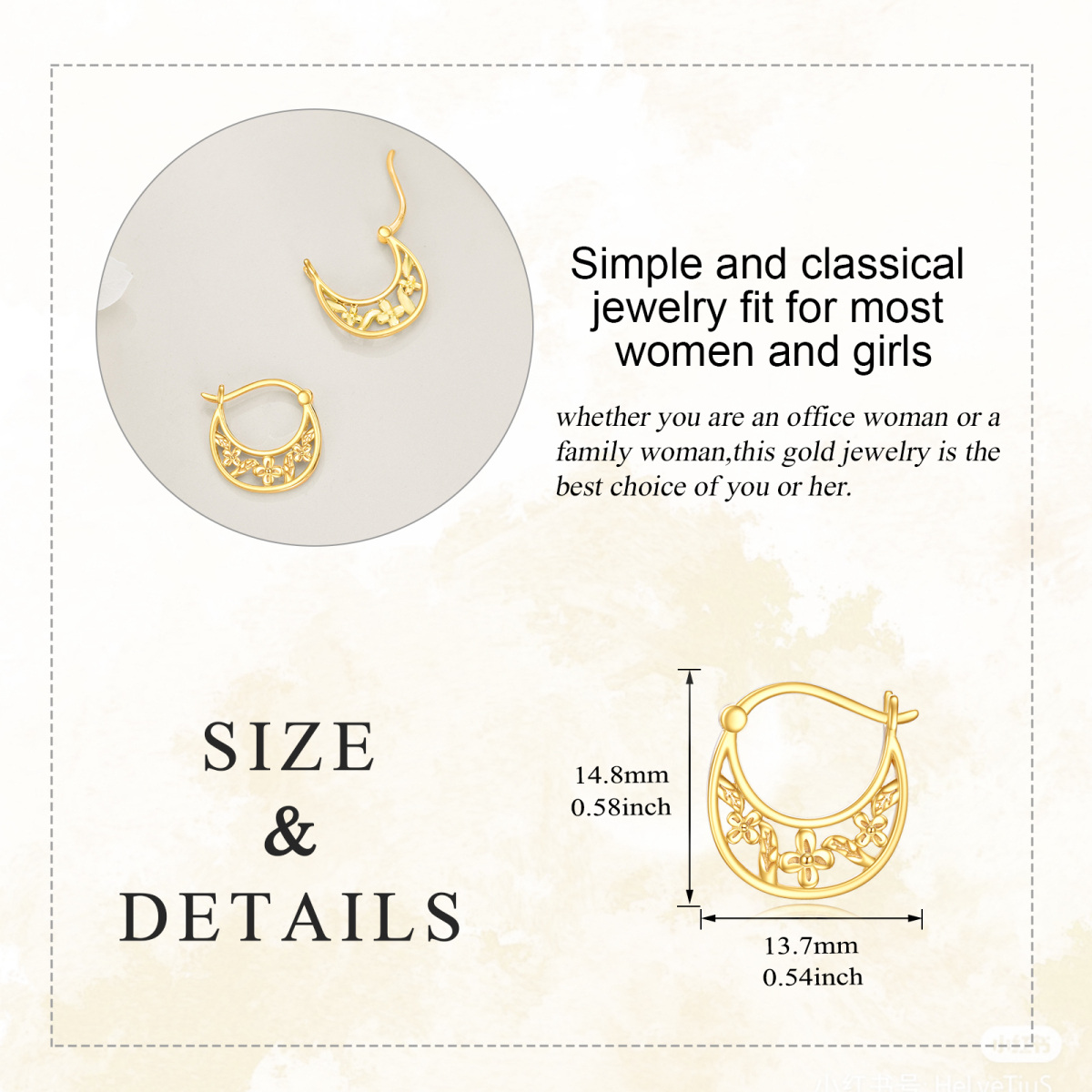 18K Gold Daisy Hoop Earrings-5