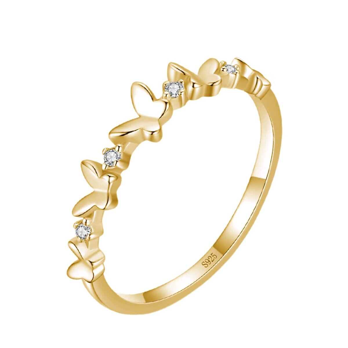 Anillo Mariposa Diamante Oro 18K-1