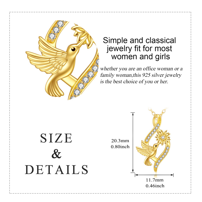 Colar com pendente de símbolo do infinito e colibri em ouro 10K e diamante-6