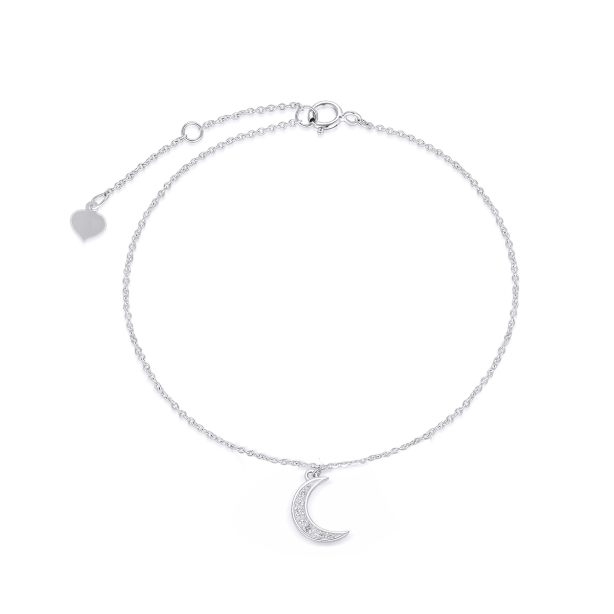 10K Gold Diamond Moon Single Layer Anklet-1