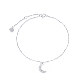 10K Gold Diamond Moon Single Layer Anklet-26