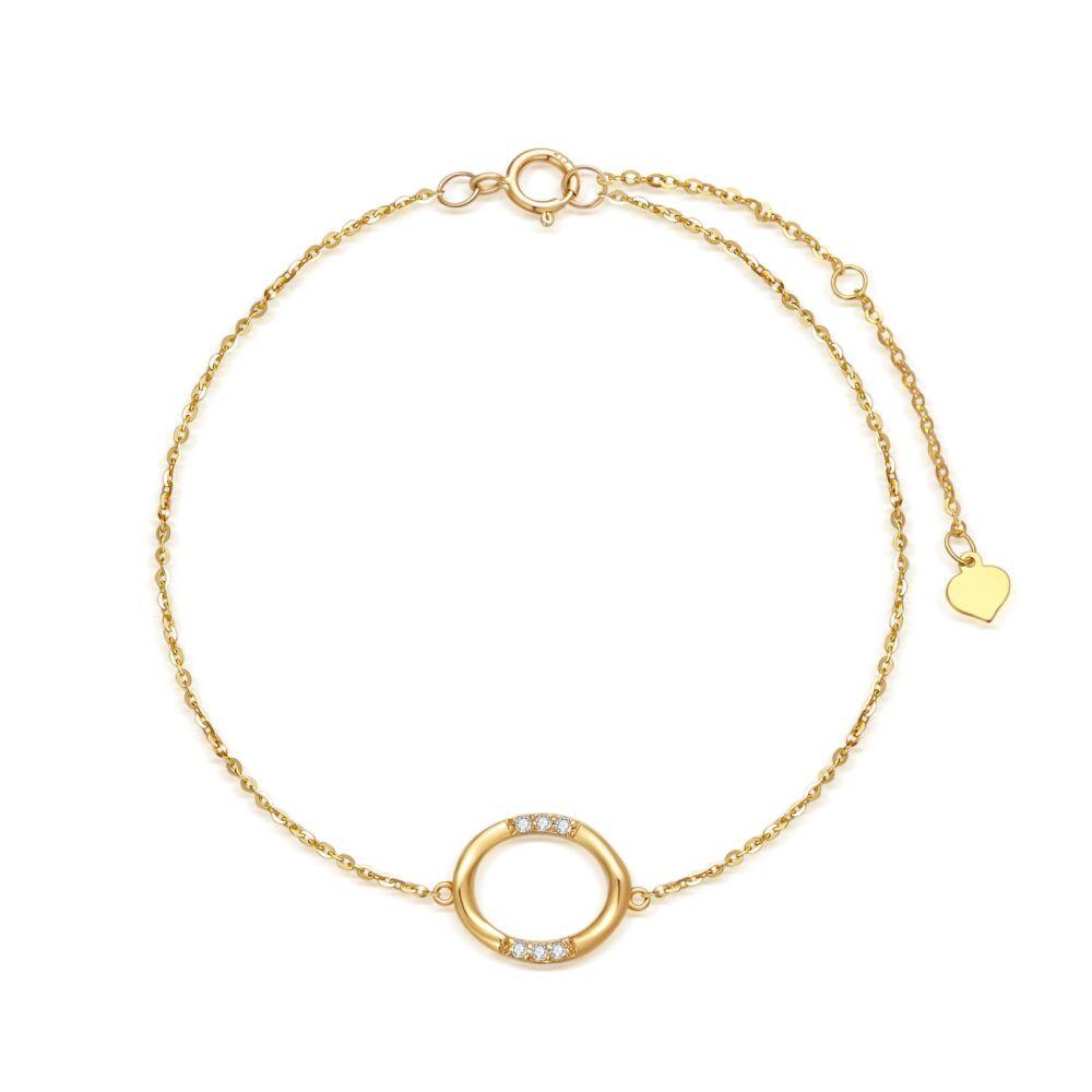 9K Gold Diamond Round Charm Bracelet-1