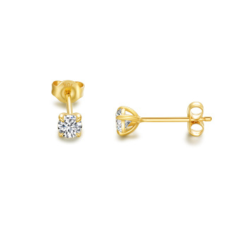 10K Gold Diamond Round Stud Earrings-40