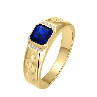 10K Gold Dollars Symbol Personalized Birthstone Ring-13