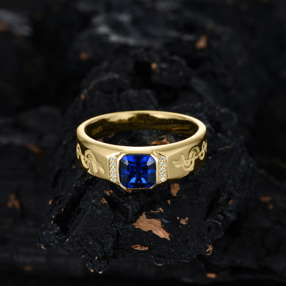 10K Gold Dollars Symbol Personalized Birthstone Ring-5