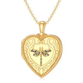 10K Gold Dragonfly & Personalized Photo Pendant Necklace-22