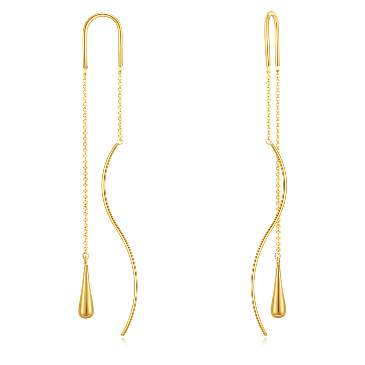 10K Gold Drop Shape Drop Earrings-1