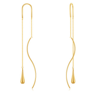 10K Gold Drop Shape Drop Earrings-1