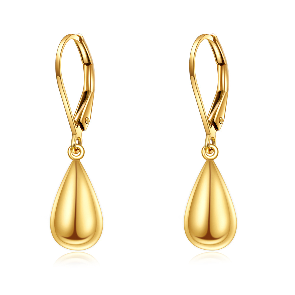 Brincos de gota em formato de gota de ouro 10K para mulheres-1