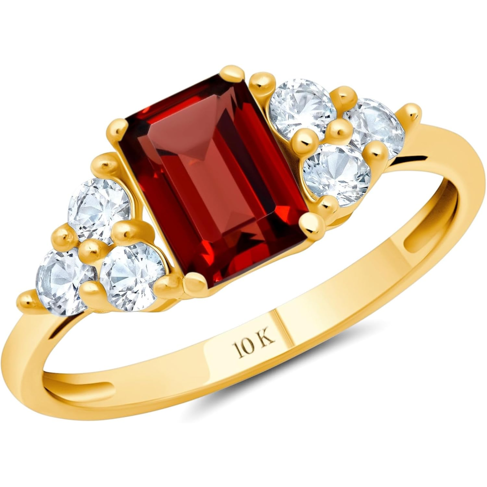 10K Gold Smaragdschliff Verlobungsring Geburtssteinring Jubiläumsring-1