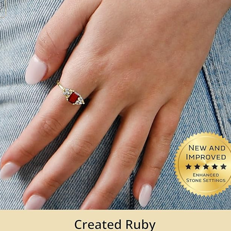 10K Gold Emerald Cut Custom Engagement Ring Birthstone Ring Anniversary Ring-2